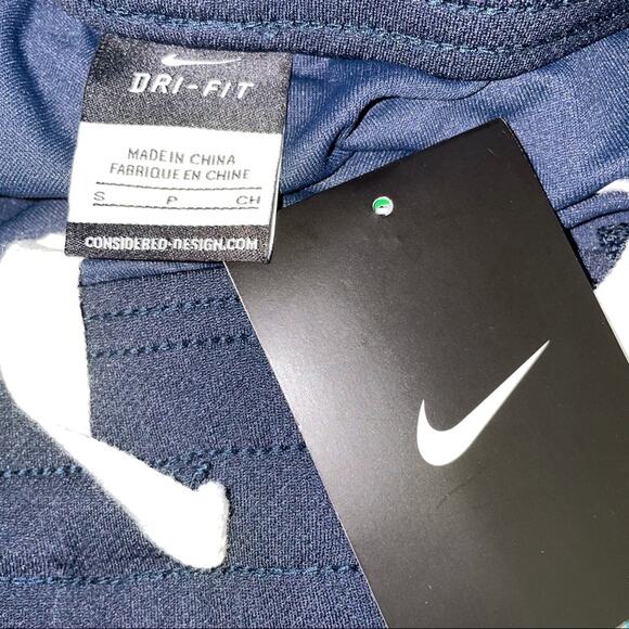 NEW Nike Dri Fit Wide Leg Capri Leggings - Navy w/ Teal Stripe - Size Small - Picture 5 of 5